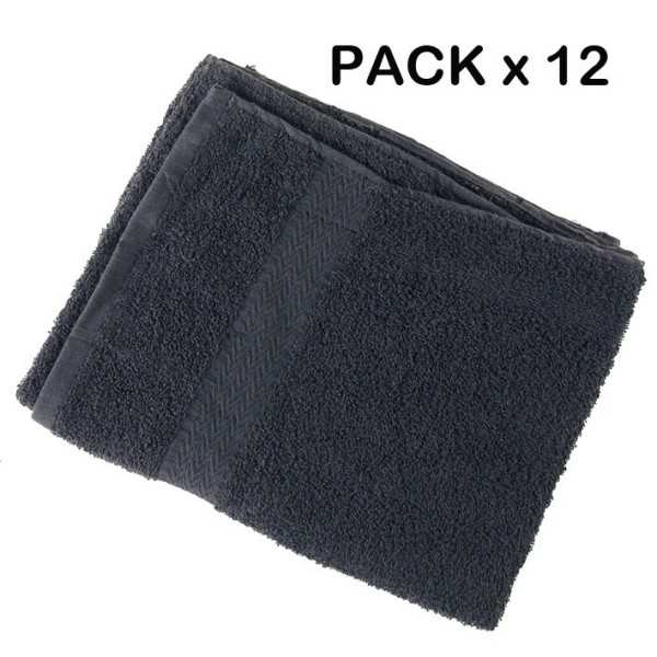 TOALLAS NEGRA 100% ALGODÓN 40 X 80 CM PACK 12UN.